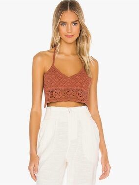 Free People Rust Crochet Halter Crop Top/Bralette